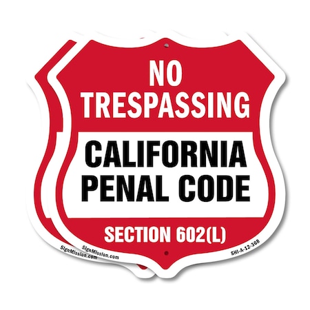 Signmission California No Trespassing Shield Sign Ca, 12 inch X 12 inch, Plastic Sign, 2PK SHI-P-2PACK-12-368
