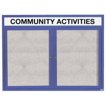 Aarco Outdoor Enclosed Bulletin Board w/ Al Frame Header, Powder Coated Blue, Neutral 48''Hx60''W ODCC4860RHB