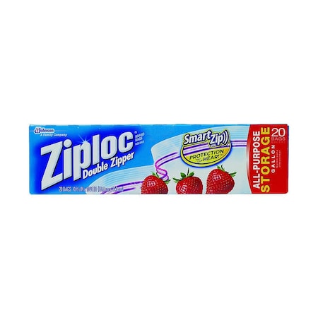 Ziploc Storage Bag, 1 gal Capacity, Plastic Clear0, 20PK 00350