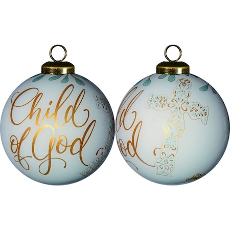 Homeroots White and Gold Child of God Hand Painted Mouth Blown Glass Ornament 477554