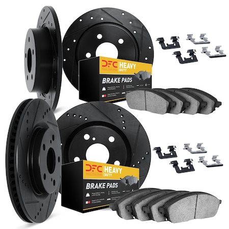 Dynamic Friction Co DFC Brake Rotor - Drilled & Slotted - Black- Heavy Duty Brake Pad includes Hardware 8214-99051