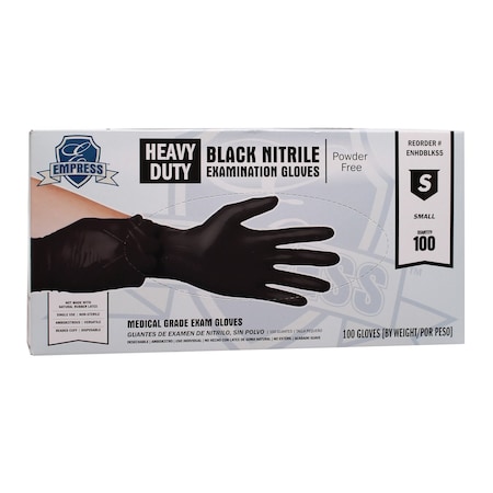 Empress Heavy Duty Nitrile Glove Small, Black, 5 mil Exam Grade, 1000PK ENHDBLKS5