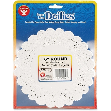 Hygloss Products Round Paper Lace Doilies, White, 6in, PK300 10061