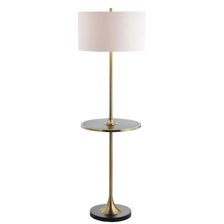 Jonathan Y Luce 59" Metal/Wood LED Floor Lamp with Table, Black/Brass JYL3056A