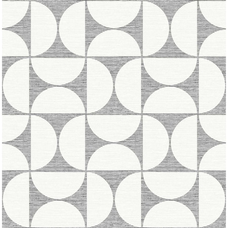 Brewster Deedee Black Geometric Faux Grasscloth Wallpaper 2904-25672