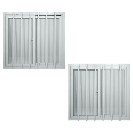 Mytee Products 44in x 44in Shipping Container Window w/ Security Bars PVC Sliding Window Dual Panes, 2PK CTL-WINDOWx2