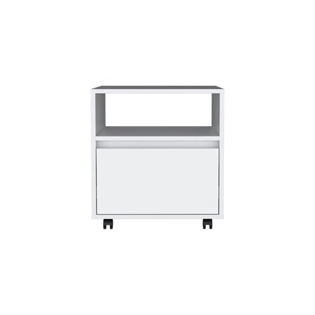 Homeroots 20" White Wood One Drawer Nightstand 526149