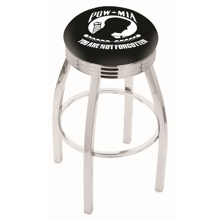 Holland Bar Stool Co 25" Chrome POW/MIA Swivel Bar Stool, Accent Ring L8C3C25POWMIA