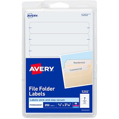 Avery Dennison Label, File, Folder, White, PK252 05202