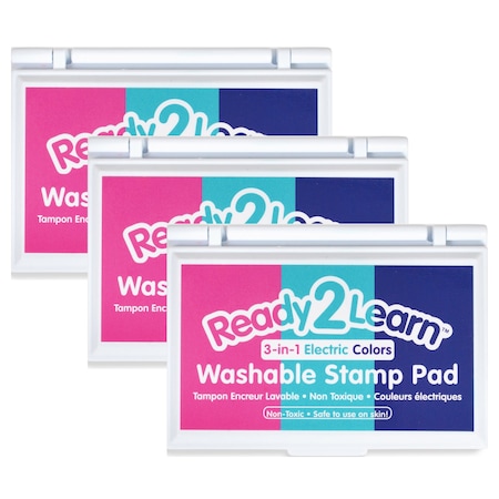 Ready 2 Learn Washable Stamp Pad, 3-in-1, Electric Pink, Purple & Turquoise, 3PK CE10050