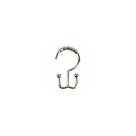 Moda At Home Enterprises Ltd Annex Double-Roller Shower Curtain Hooks, Brushed Nickel, 12-Pk. 302136