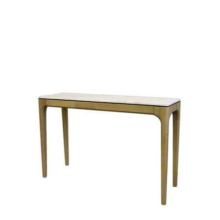 Homeroots 47" White and Natural Faux Marble and Solid Wood Console Table 716256