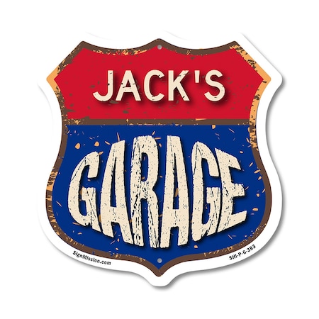 Signmission Jack's Garage, 6 Inch X 6 Inch, Plastic Sign SHI-P-6-383-JACK