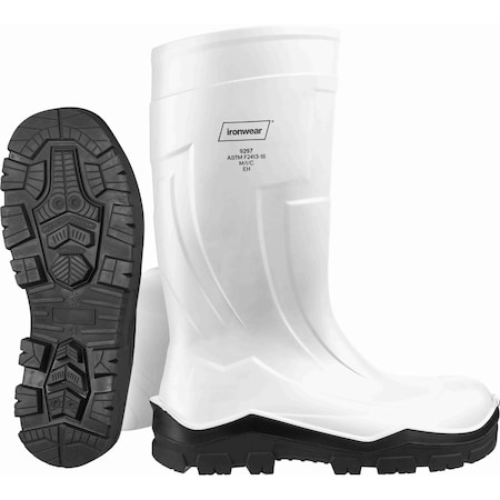 Ironwear 15" Polyurethane Waterproof Rubber Boots with Composite Toe, White, 05 9297-W-05