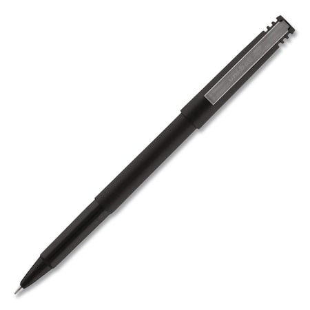 Uni-Ball Rollerball Pen, Stick, Micro 0.5 mm, Black Ink, Black Barrel 60151