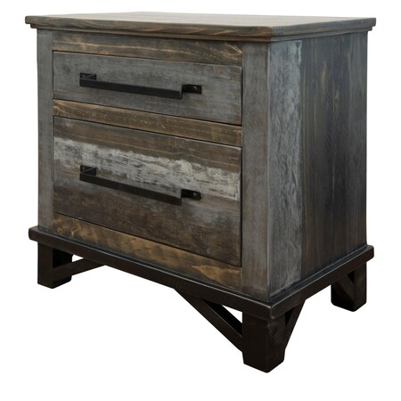Homeroots 27" Brown Solid Wood Two Drawer Nightstand 527055