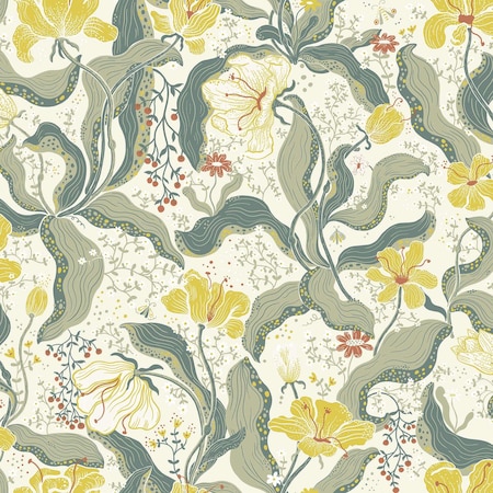 A-Street Prints Bodri Yellow Tulip Garden Wallpaper 2932-65118