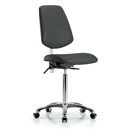Blue Ridge Ergonomics Clean Room Chair Vin Med Ben Chair, Med, Bk, Gry, CL100, No Arms, 22" to 29" Height, Vinyl, Charcoal BR-NCR-VMBCH-MB-CR-T0-A0-NF-CC-8605