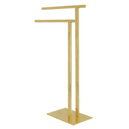 Kingston Brass 32-7/16" Freestanding Pedestal 2-Tier L-Shape Towel Rack, Polished Brass SCC6032