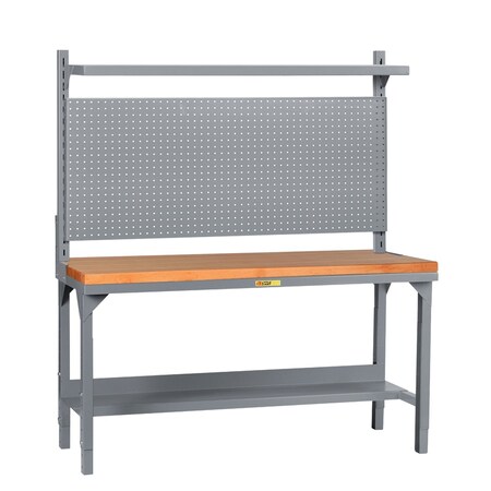 Little Giant Heavy-Duty Butcher Block Packaging Table with Pegboard Panel & Shelf WSJ2-3672-AH-WPB-SHLF