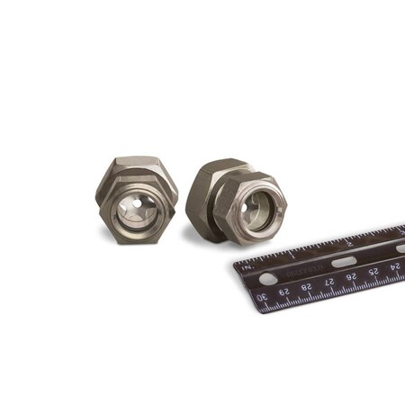 Oil-Rite 303 Stainless Steel Gasketed Window Sights Straight Thread - Straight w/Nut, 3/4in.-16, 15/16in. B4764-13B