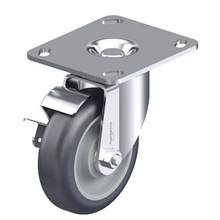 Pegasus Cstr, Swvl Plat, Gray Urethane, 300 lb., Brk P12S-UP060B-P3-WB