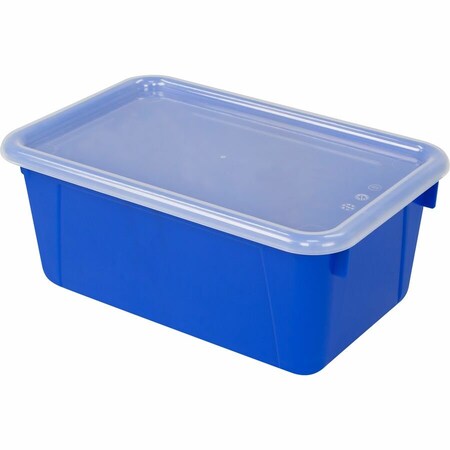 Storex Cubby Storage Bin W/ Lid, Blue, 5.1 in H, 7.8 in W, 12.2 in L, 5 PK 62408U05C