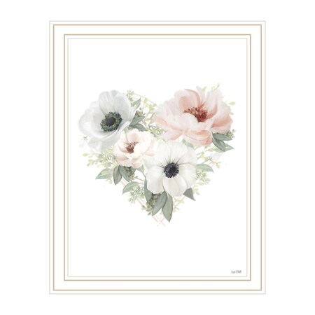 Homeroots Floral Heart White Framed Print Wall Art 529822