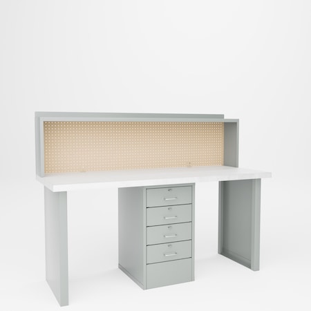 Pucel Center Drawer Work Station, Laminate Top, 72 in W x 30 in D x 34 in H, Light Blue EWS-3072-L