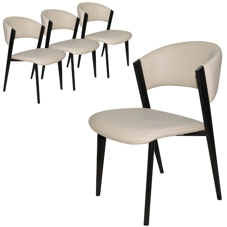 Leisuremod Aspen Collection Modern Dining Chair Black Frame in Light Grey, 4PK ACBL51LGR4