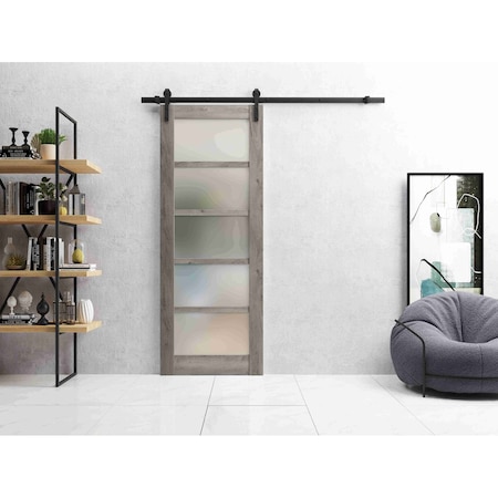 Sartodoors Sturdy Barn Door Grey 28x84 Solid Core Modern Interior QUADRO4002BD-B-NEB-2884
