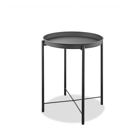 Homeroots 21" Gray Aluminum Round End Table 372277