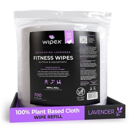 Wipex Plant-Based Lavender Fitness Wipes 700ct Refill Rolls, Natural Gym Equipment Wipes WX72081LARP