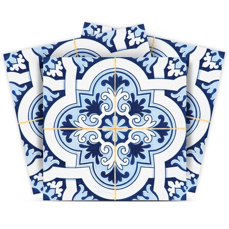 Homeroots 12" X 12" Blue Mia Peel And Stick Removable Tiles 555965