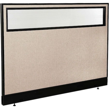 Global Industrial Interion Office Partition Panel with Partial Window and Raceway, 60-1/4"W x 46"H, Tan 694756WNTN