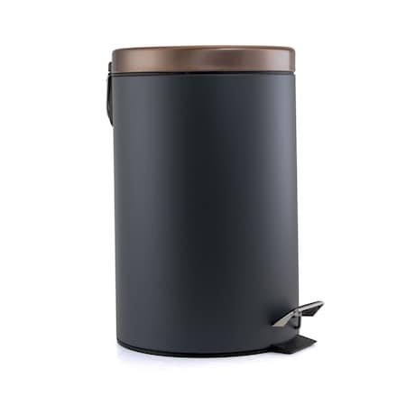 Elama 3 Gallon Stylish Grey and Copper Soft Pedal Office, Kitchen and Bathroom Trash Bin EL-12