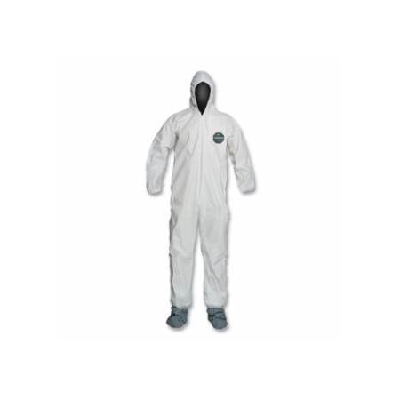 Dupont ProShield 50 Hooded Coveralls w/Attached Boots and Elastic Wrists, White, Large, 25PK 251-NB122SWHLG002500