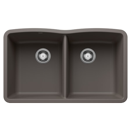 Blanco Diamond Equal Double Bowl, Volcano Gray 443105