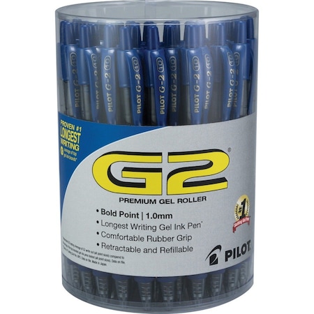 Pilot G2 Premium Gel Pen Convenience Pack, Retractable, Bold 1 mm, Blue Ink, Smoke/Blue Barrel, 36PK PIL84099