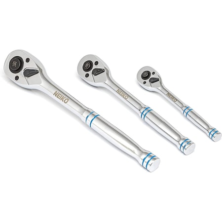 Neiko Ratchet-Wrench Set, 0.25 in, 0.375 in, and 0.5 in Drives, 3 Piece Set 03000A