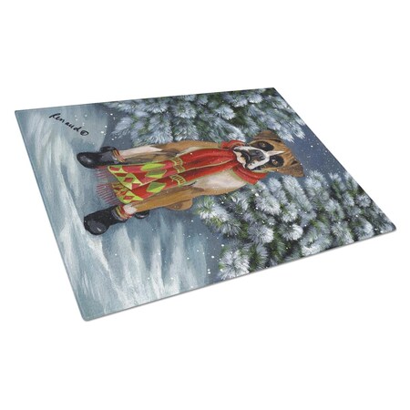 Carolines Treasures Boxer Lets Play Christmas Glass Cutting Board - Large PPP3040LCB