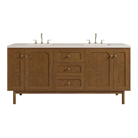 James Martin Vanities Laurent 72" Double Vanity, Honey Oak w/ 3 CM Siberian Silestone Top w/FreePower Wireless Charger 545-V72-HNO-FSFR