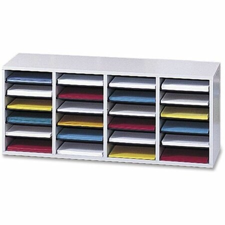 Safco Wood/Laminate Literature Sorter, 24 Sections, 39 1/4 x 11 3/4 x 16 3/8, Gray 9423GR