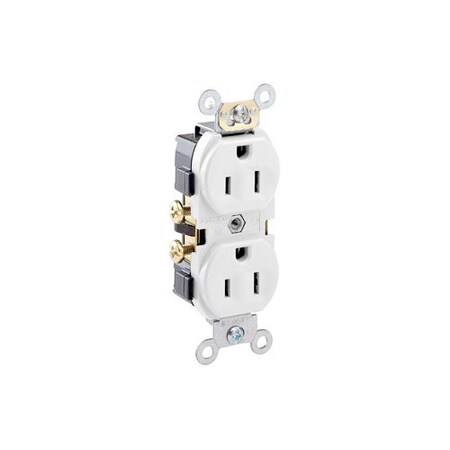 Leviton Plugs&Rcptcls, 15A, 125VAC, Wht, Thrmplstc CR15-WS