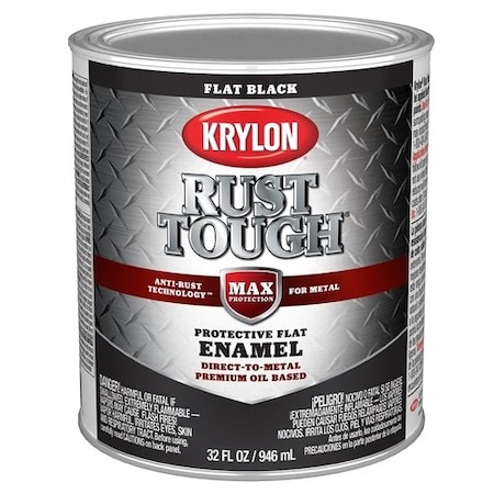 Krylon Rust Tough Oil-Based Flat Rust Control Enamel, Black, 1 Qt. K09711008