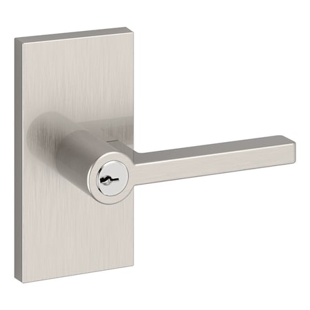 Baldwin Entry Square Lever and Contemporary 5in Rose with 6AL Latch and Dual Strike Satin Nickel Finish ENSQUCFR150