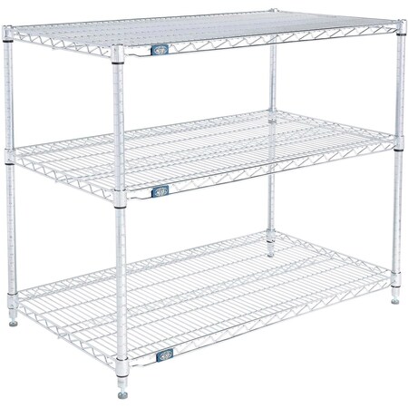 Global Industrial Nexel 3 Shelf, Stainless Steel Wire Shelving Unit, Starter, 42"W x 24"D x 34"H B3149764