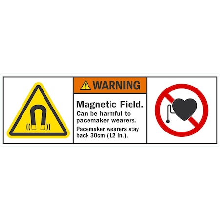 Lyle Warning Magnetic Field. Can Be Harmful To Pacemaker, 8.25x2.75, Non-Reflective, White G-17485-ND_8.25x2.75