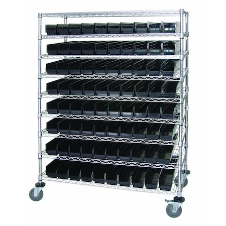 Quantum Storage Systems WIRE CART WITH 80 BINS WRC9-63-2448-105BK