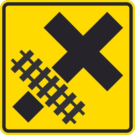 Lyle Highway-Light Rail Transit Grade Crossing (symbol) (left), 30x30, Diamond Grade, Yellow G-15135-DG_30x30